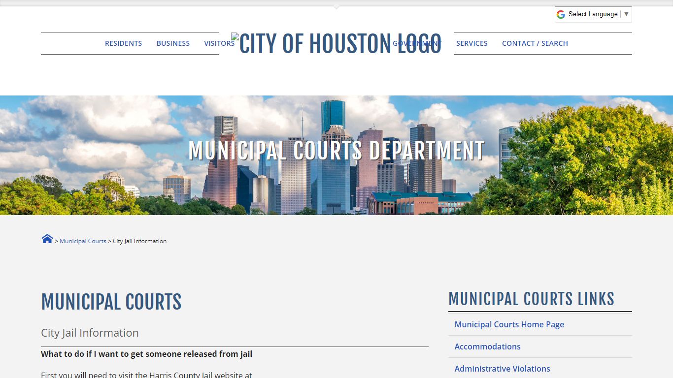 City Jail Information - City of Houston eGovernment Center